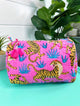 Tiger/Agave Quilted Makeup Bag | Cosmetics Toiletry Travel Bag