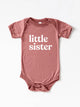 Little Sister Modern Baby Bodysuit • Mauve Pink Outfit