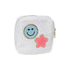 Nylon Pouch w/ Glitter Chenile Patches For Tweens - White!