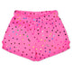 Bright Pink Foil Heart Plush Shorts