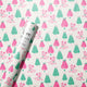 Pink and Mint Retro Reindeer Forest Wrapping Paper