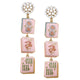 Mahjong Tile Triple Drop Pearl Cluster Enamel Earrings