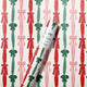 Red and Green Christmas Stripe Bows Wrapping Paper Roll