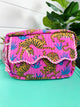 Pink Blue Tiger Ruffle Toiletry Bag | Quilted Cosmetics Bag