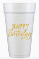 Happy Birthday Gold Foam Cups - Birthday