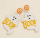 Halloween Boo Ghost Seed Beaded Dangling Earrings