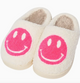 Hot Pink Girls Plush Smiley Face Slippers For Kids