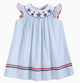 Blue Striped Stars Smocked Bishop Dress