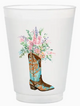 Blue Boot with Flowers Frosted Cups | Set of 6