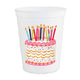 Watercolor Birthday Cake Stadium Cups- Set of 6