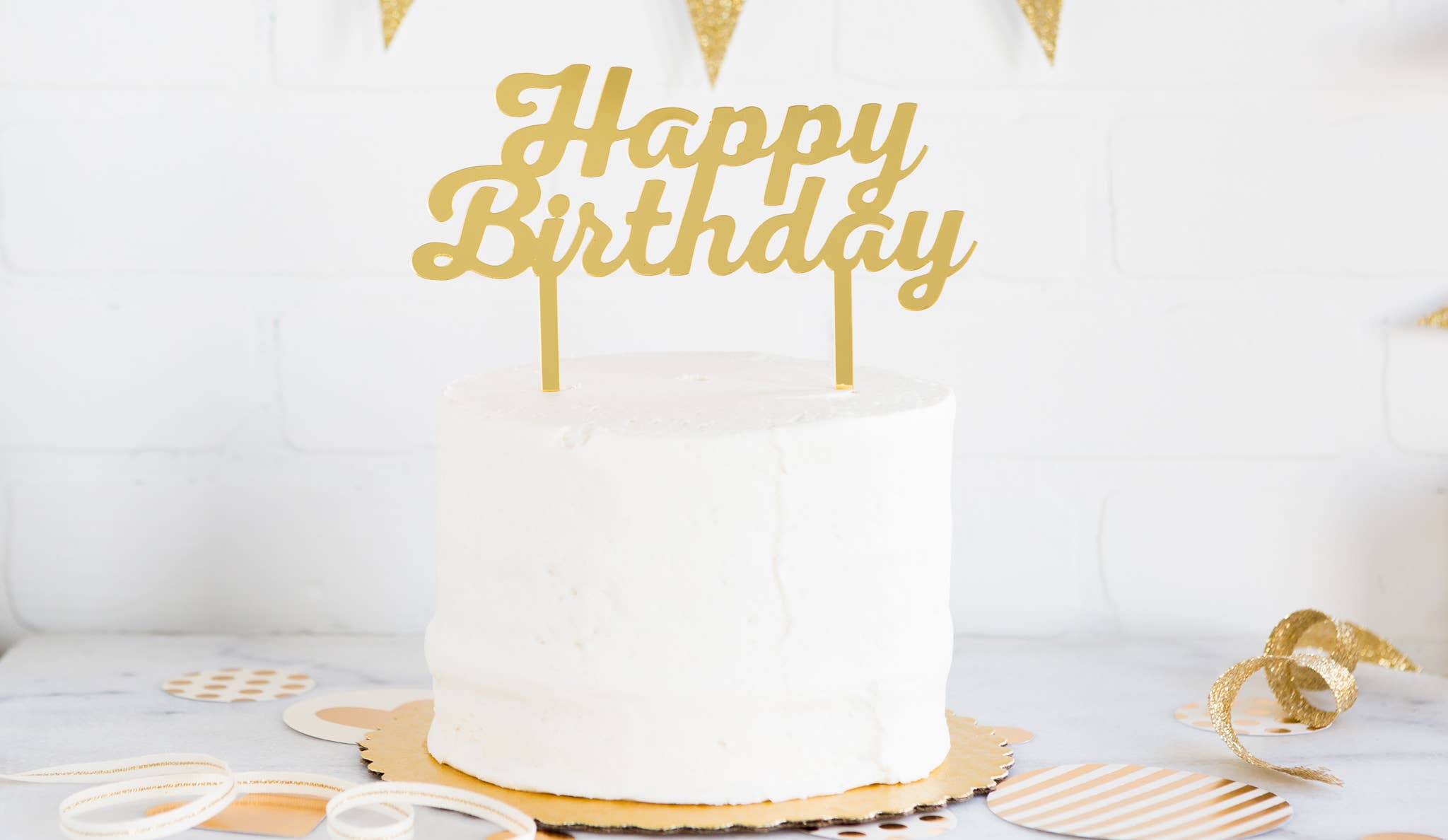 ⭐New Acrylic Gold Cake Topper for Happy Birthday Cake Decoration