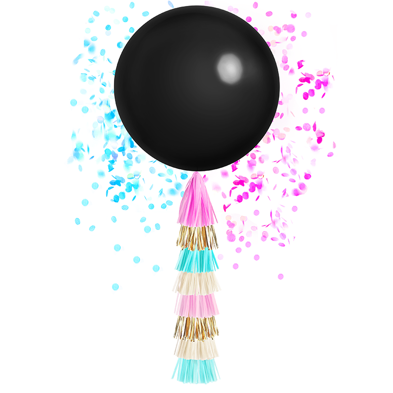 Ballon gender reveal boy or girl 70 CM avec helium et confettis
