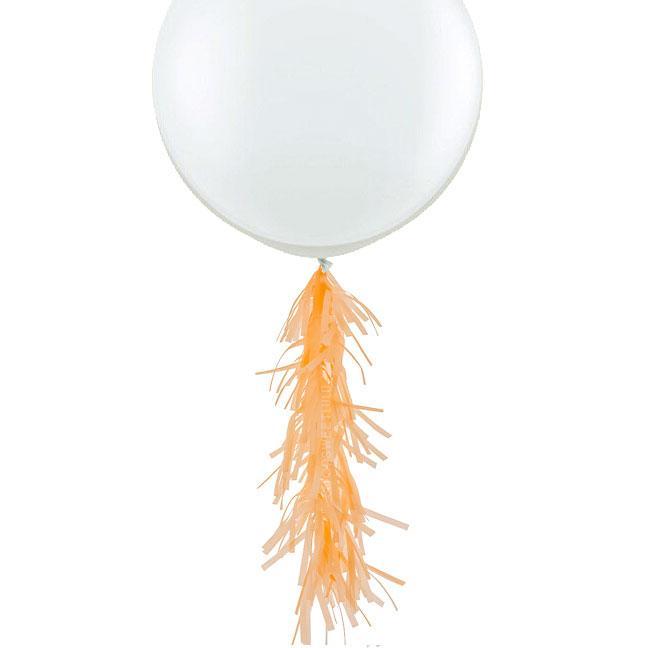 Jumbo Balloon & Tassel Tail - White & Gold